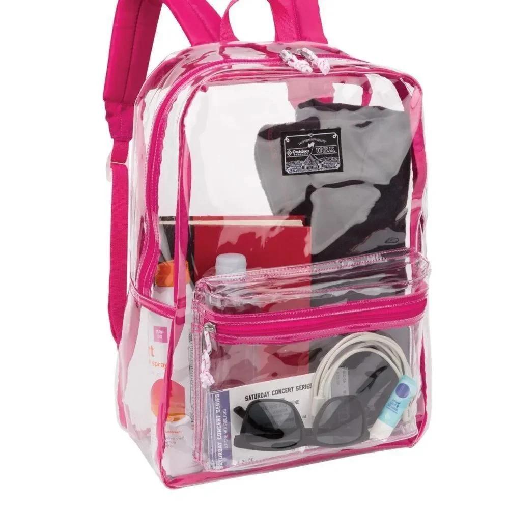 Clear Pink Backpack Outdoor bag Clear Pass Daypack (Pink Peacock) backpack